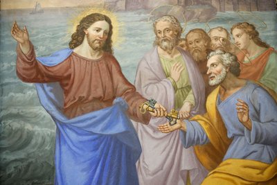 Saint-Grat Church, Christ Handing the Keys to St Peter, Valgrisenche, Italy by Unknown